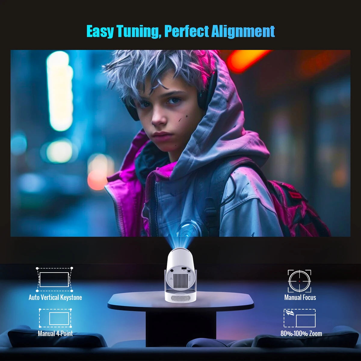 Magcubic Projector Android 14 8K 1280*720P HY300 Pro + Dual Wifi 290ANSI 180°flexible BT5.0 Cinema Outdoor Portable Projector